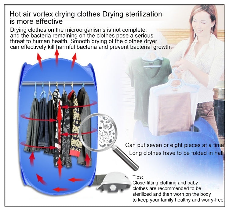 Foldable Free Installation Portable Household Mini Clothes Dryer(Blue)