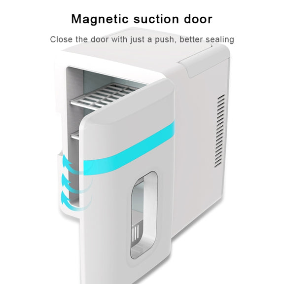 10L Mini Refrigerator Car Home Dual-use Small Dormitory Refrigerator, CN Plug(White Blue)