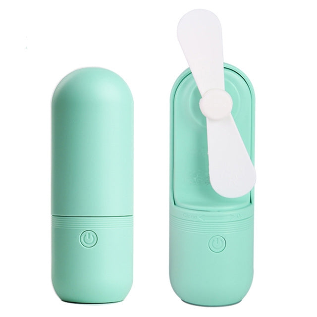 USB Charging Handheld Mini Folding Fan Desktop Fan(Green)