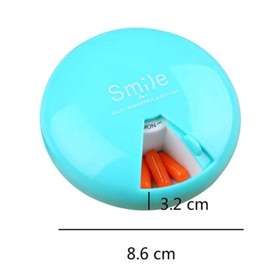 Portable 7 Days Drugs Pill Container Rotation Pillbox(Green)