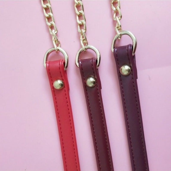 Women Bag PU Leather Chain Long Shoulder Strap Bag Accessories(Purple Red)