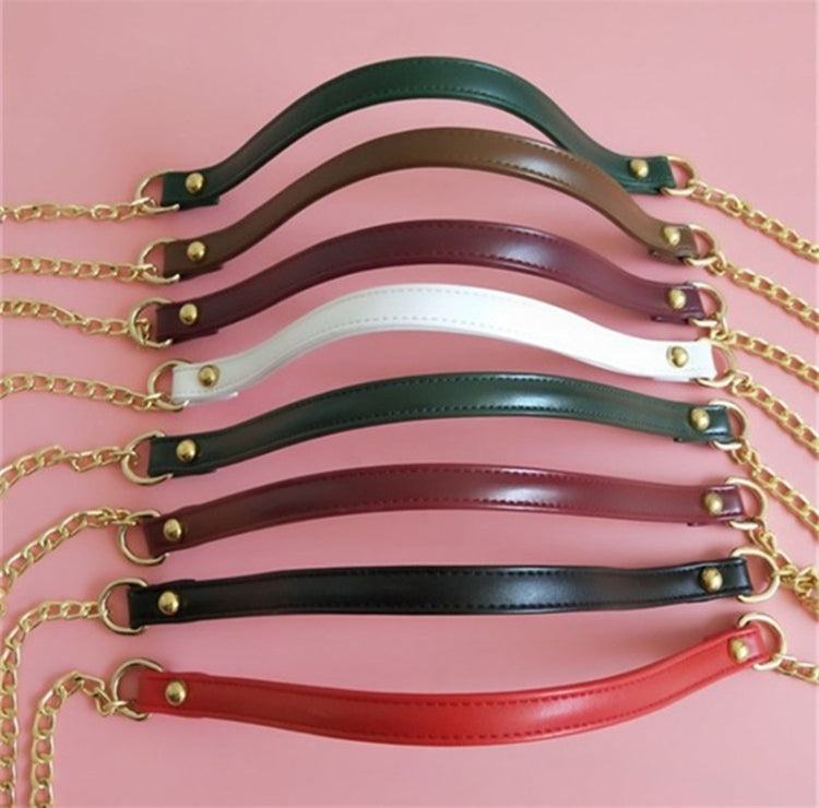 Women Bag PU Leather Chain Long Shoulder Strap Bag Accessories(Lychee Pattern Black)