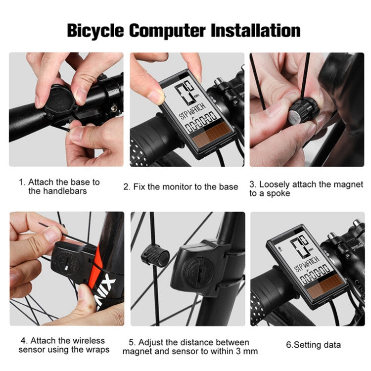 WEST BIKING Wireless Solar Code Table Mountain Road Bike Large Character Code Table Five Language Water-resistant Speedometer