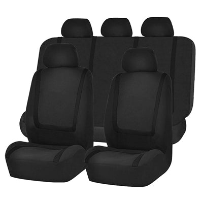 Universal Car Seat Cover Polyester Fabric Automobile Seat Covers Car Seat Cover Vehicle Seat Protector Interior Accessories 9pcs Set Black