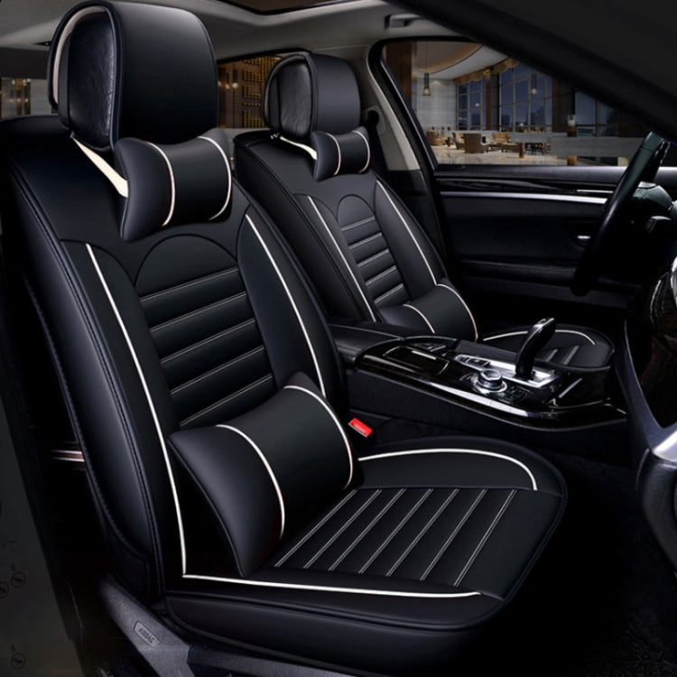 Universal PU Leather Car Seat Cover Black White Deluxe