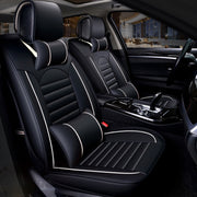 Universal PU Leather Car Seat Cover Black White Deluxe