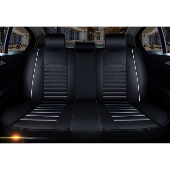 Universal PU Leather Car Seat Cover Black White Deluxe