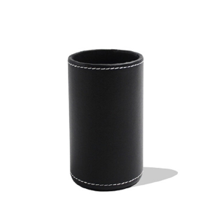 Faux Leather Leather Penholder Desk Supplies Organizer(Black)