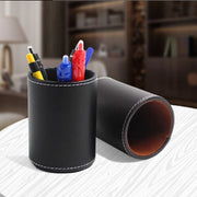 Faux Leather Leather Penholder Desk Supplies Organizer(Black)