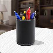 Faux Leather Leather Penholder Desk Supplies Organizer(Black)