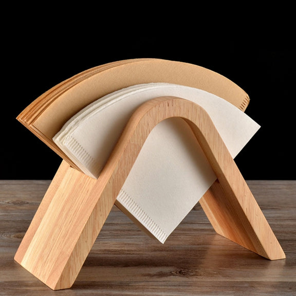 Coffee Filter Holder Coffee Storage Rack Filter Box Paper Base Bracket Display Stand Wooden V Holder