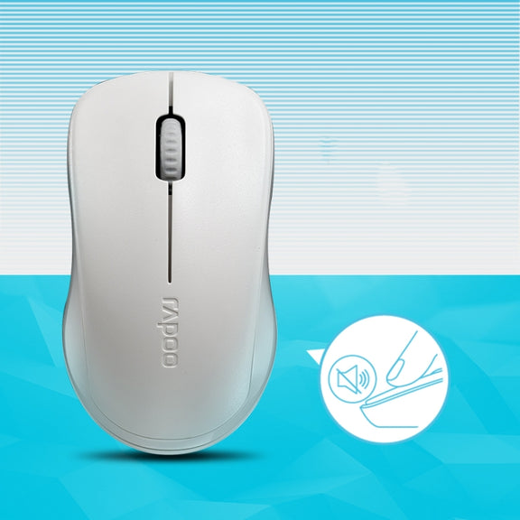 Rapoo1680 2.4GHz 1000 DPI 3 Buttons Business Office Desktop Computer Notebook Mute Portable Power Saving Wireless Mouse(White)