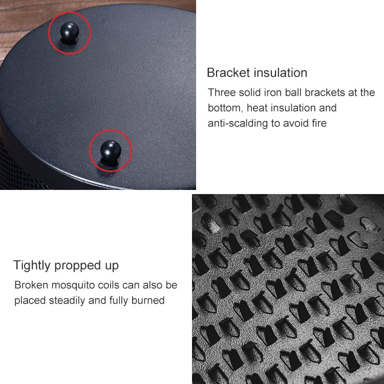 Outdoor Portable Multifunctional Hollow Fireproof Mosquito Coil Box with Lid(Black)