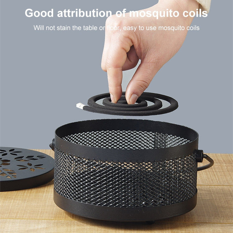 Outdoor Portable Multifunctional Hollow Fireproof Mosquito Coil Box with Lid(Black)