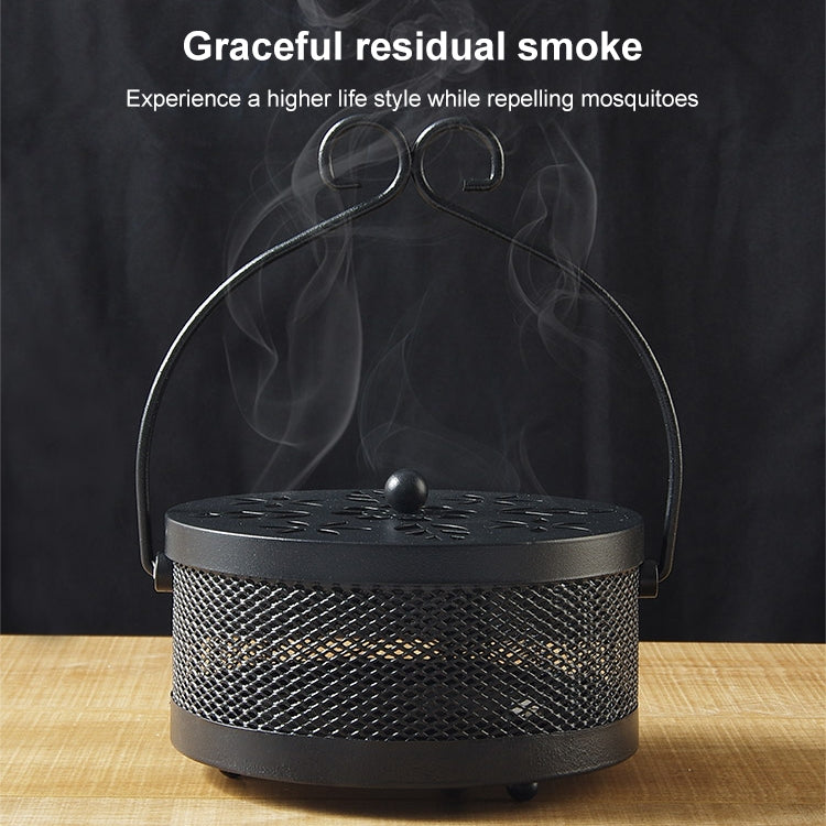 Outdoor Portable Multifunctional Hollow Fireproof Mosquito Coil Box with Lid(Black)