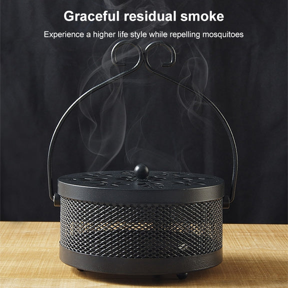 Outdoor Portable Multifunctional Hollow Fireproof Mosquito Coil Box with Lid(Black)