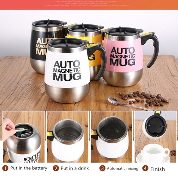 Automatic Mixing Cup Coffee Cup Portable Household Mixer(Pink)