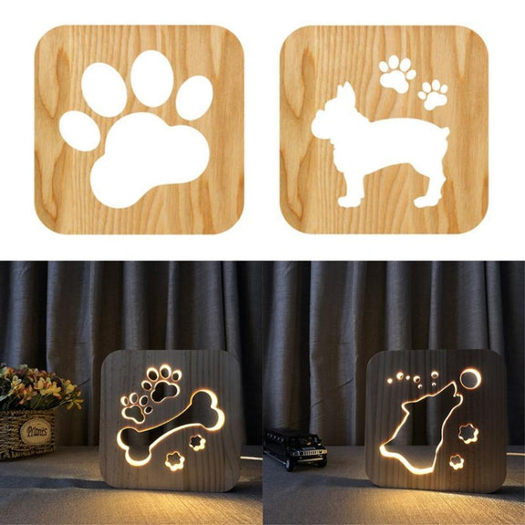 Creative Shape Wooden Night Lamp Bedroom Decoration Warm Light LED(Paw)
