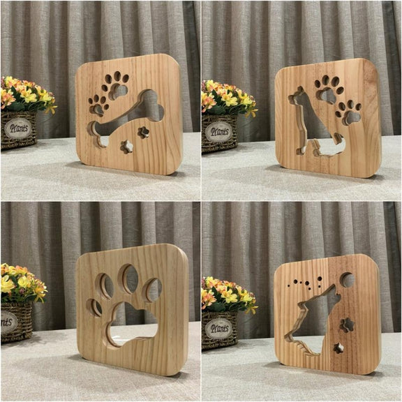 Creative Shape Wooden Night Lamp Bedroom Decoration Warm Light LED(Dog)