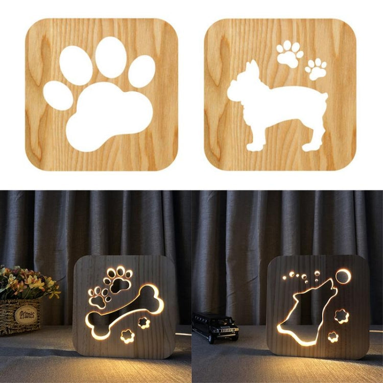 Creative Shape Wooden Night Lamp Bedroom Decoration Warm Light LED(Wolve)