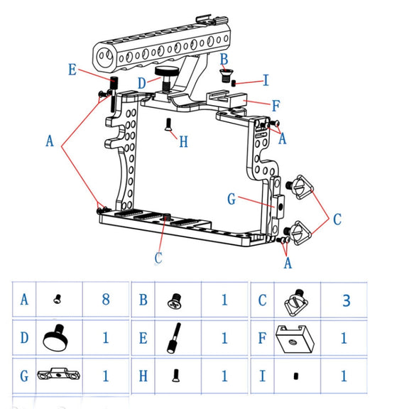 Camera Metal Video Cage Handle Stabilizer for Panasonic LUMIX GH3/GH4(Black)