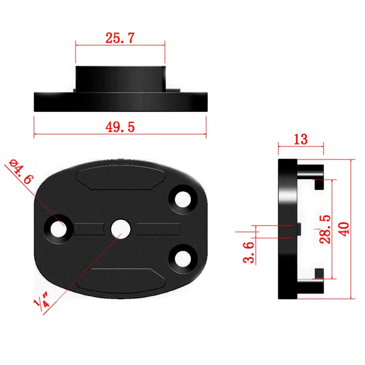 4 Holes Aluminum Quick Release Tripod Mount Base For Sports Camera, Color: Black