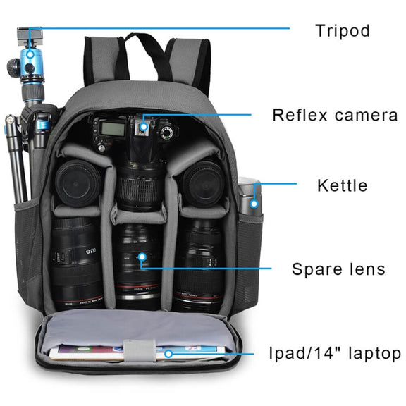 CADeN Shoulder Digital Camera Bag Outdoor Nylon Photography Backpack(Grey Small Bag)