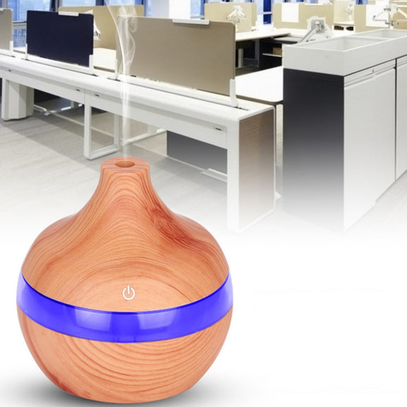 300ML Waterdrop Shape USB Wood Grain Aromatherapy Air Purifier Mute Humidifier, Color: Deep Wood Grain