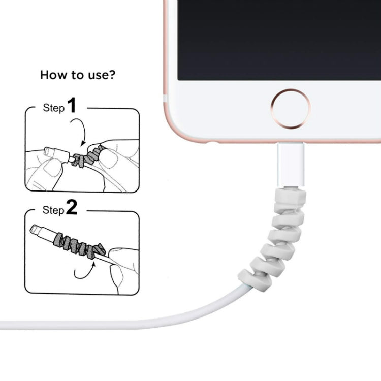 4pcs Spiral Style Silicone Data Cable Protective Cover Anti-wire Break Winder(Pink)