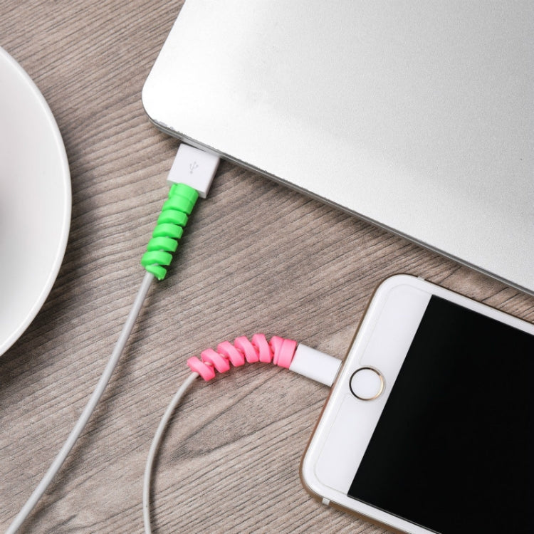Spiral Style Silicone Data Cable Protective Cover Anti-wire Break Winder(Green)