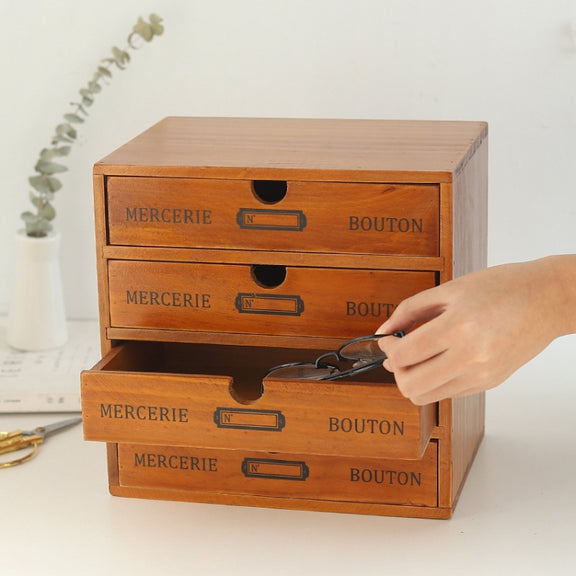 One Pumping  Retro Wooden Drawer Storage Cabinet Desk
