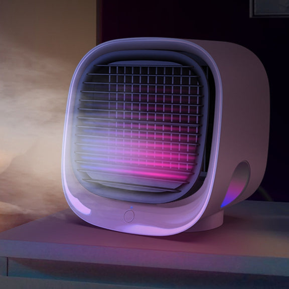 Mini Multifunctional Humidification Aromatherapy Fan Portable Office Home Desktop Air Conditioner Fan(Sky White)