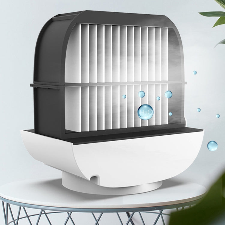 Mini Multifunctional Humidification Aromatherapy Fan Portable Office Home Desktop Air Conditioner Fan(Sky White)