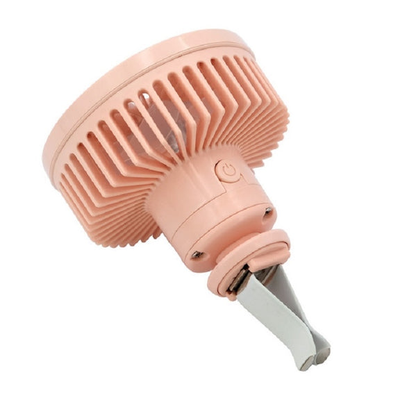 Car Vent Fan Multi-function USB Interface Mini LED Lamp Car Fan(Yellow)