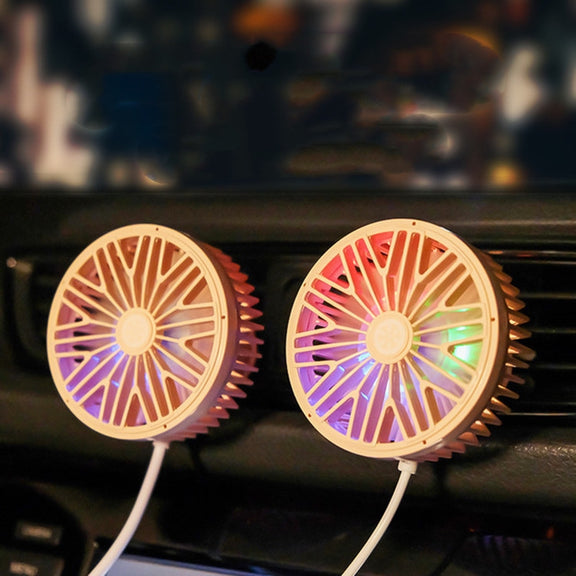 Car Vent Fan Multi-function USB Interface Mini LED Lamp Car Fan(Green)