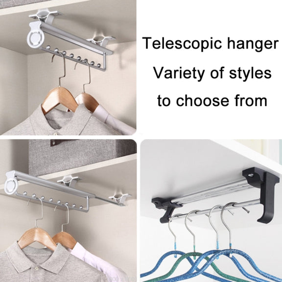 Y01B Plastic Head 12 inches Wardrobe Hardware Push-Pull Hanging Rod Clothes Rail
