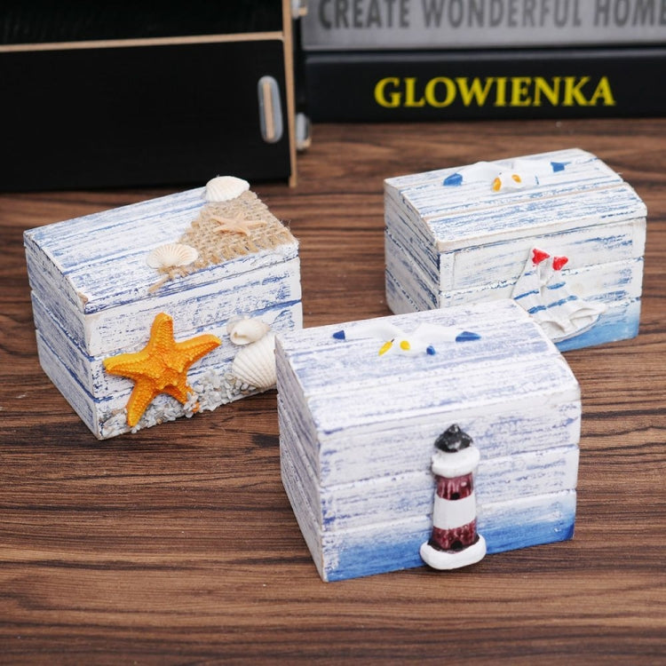 Wooden Pirate Jewellery Storage Box Case Holder Vintage Desk Storage Box(Lighthouse)