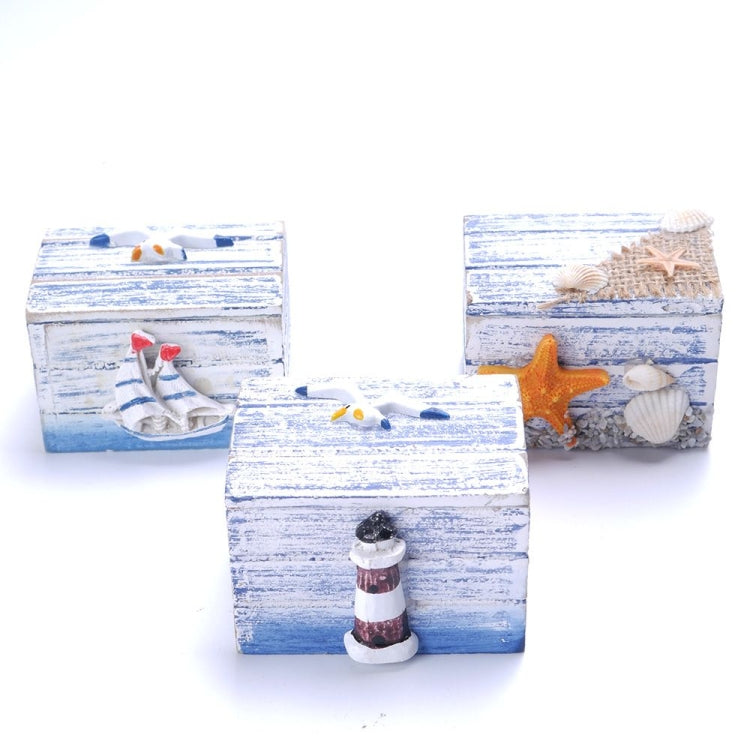 Wooden Pirate Jewellery Storage Box Case Holder Vintage Desk Storage Box(Lighthouse)
