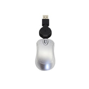 Mini Computer Mouse Retractable USB Cable Optical Ergonomic1600 DPI Portable Small Mice for Laptop(Silver)