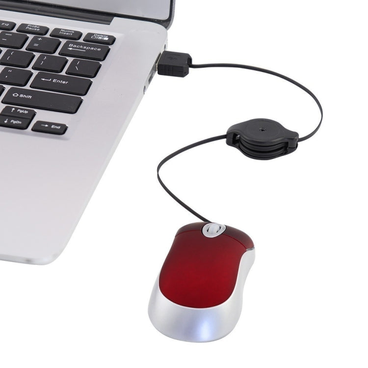 Mini Computer Mouse Retractable USB Cable Optical Ergonomic1600 DPI Portable Small Mice for Laptop(Silver)