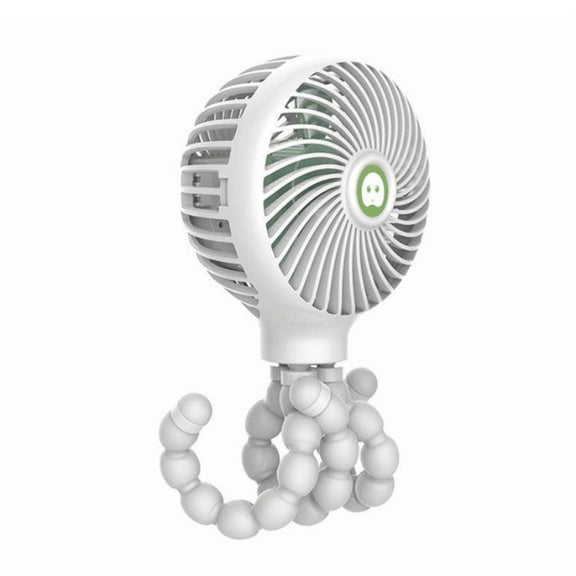 Octopus Deformed Cartoon Folding USB Rechargeable Mini Handheld Fan(White)