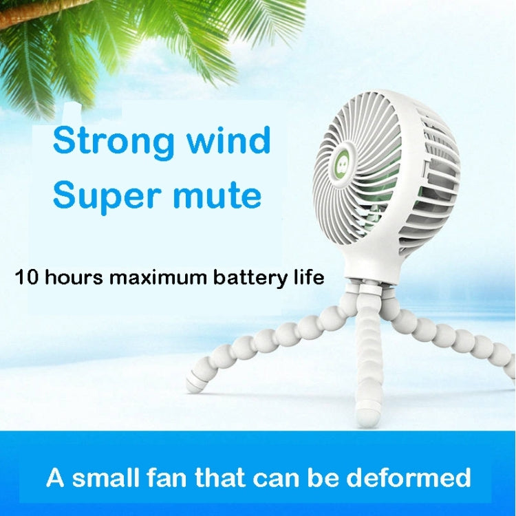 Octopus Deformed Cartoon Folding USB Rechargeable Mini Handheld Fan(White)