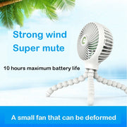 Octopus Deformed Cartoon Folding USB Rechargeable Mini Handheld Fan(Blue)