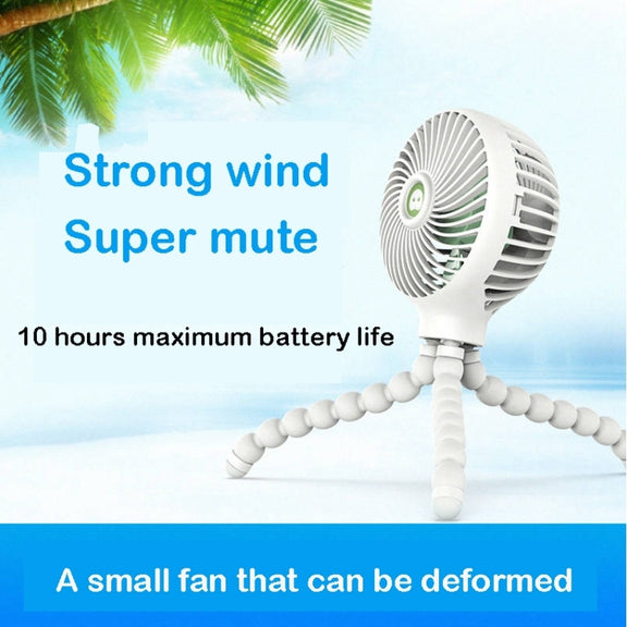 Octopus Deformed Cartoon Folding USB Rechargeable Mini Handheld Fan(Blue)