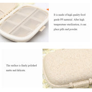 3 PCS 8-Grid Double-layer Portable Mini Straw Pill Storage Box(Wheat Pink)