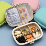 3 PCS 8-Grid Double-layer Portable Mini Straw Pill Storage Box(Wheat Blue)