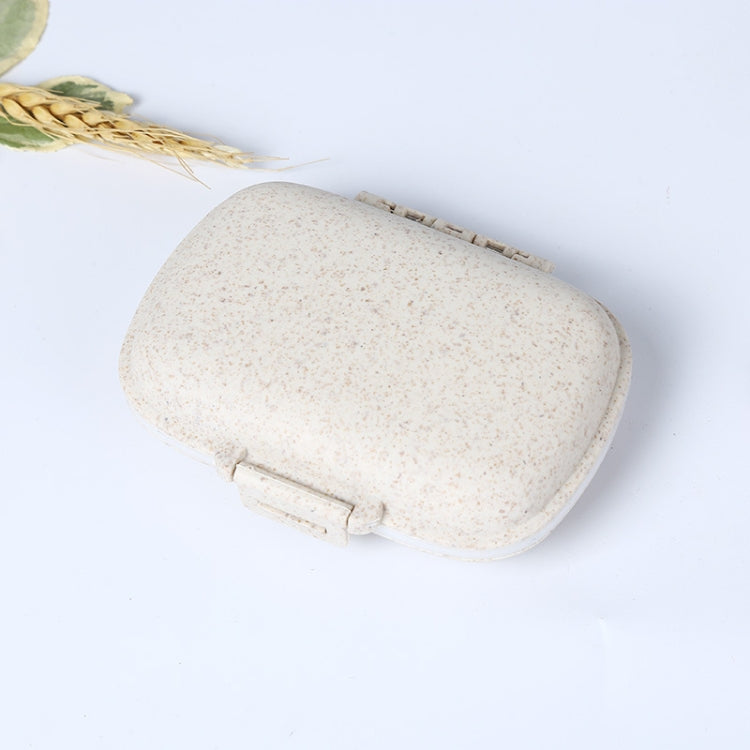 3 PCS 8-Grid Double-layer Portable Mini Straw Pill Storage Box(Wheat Beige)