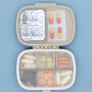3 PCS 8-Grid Double-layer Portable Mini Straw Pill Storage Box(Wheat Beige)