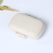 3 PCS 8-Grid Double-layer Portable Mini Straw Pill Storage Box(Wheat Beige)
