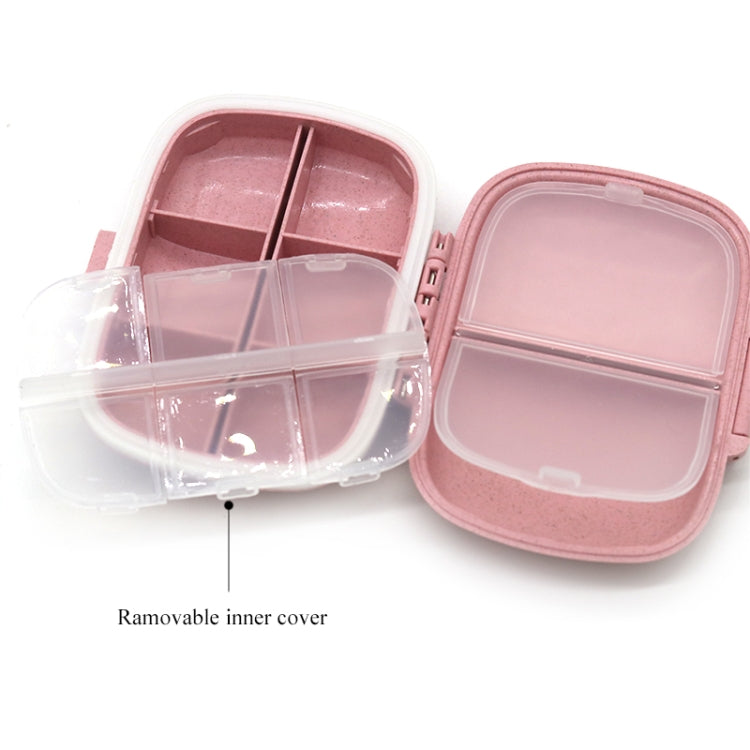 3 PCS 8-Grid Double-layer Portable Mini Straw Pill Storage Box(Wheat Beige)